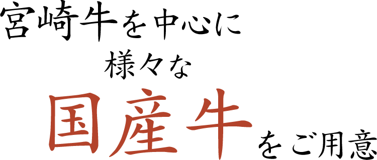 宮崎牛を中心に様々な国産牛をご用意